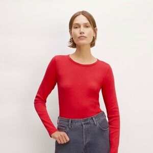Everlane Women’s Supima Micro-Rib Long Sleeve Crew Top Size XS